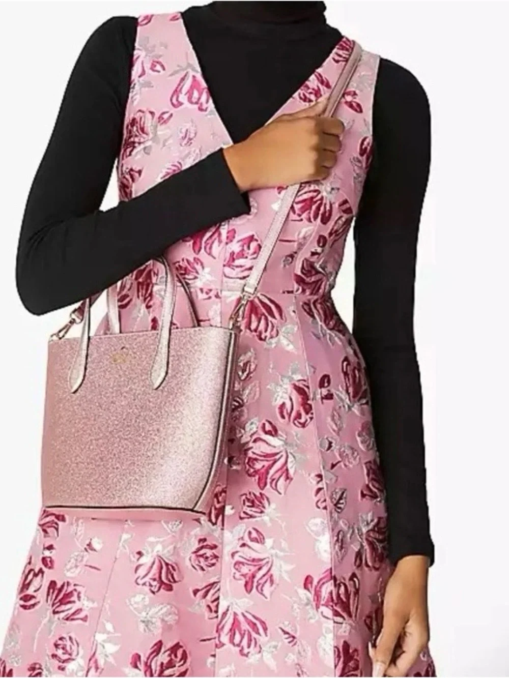Kate Spade New York Mitten Pink Glimmer Leather Satchel Handbag NWT